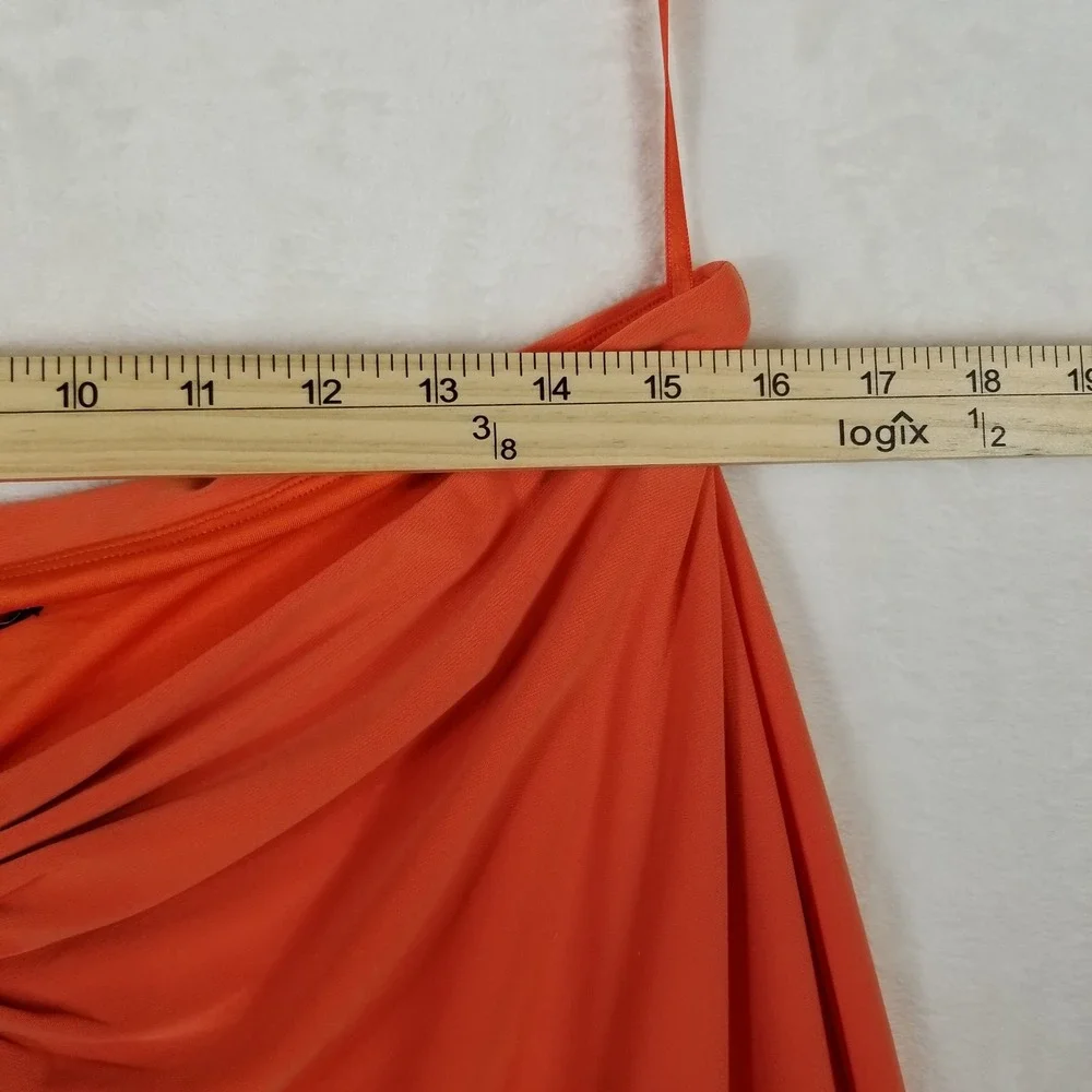 White House Black Market Orange Ruched Front Midi Skirt XL NWT‎ Stretch Jersey